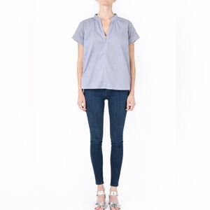 Waverly Grey  Blue and White Textured Short Sleeve Shirt Sz. XS